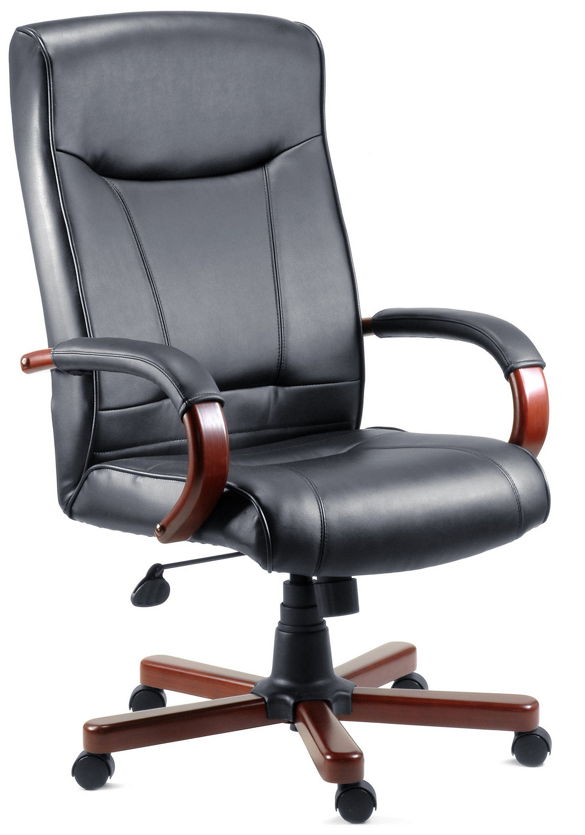 Kingslow Dark Wood Office Chair Executive Bonded Leather Faced