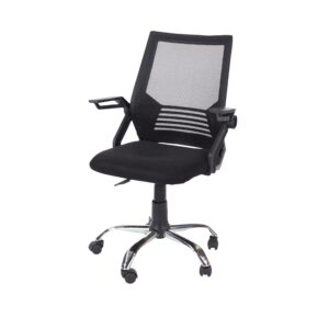Lust study chair arms black mesh black fabric & chrome base