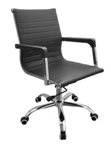 Lust home office chair contour in black faux leather chrome base