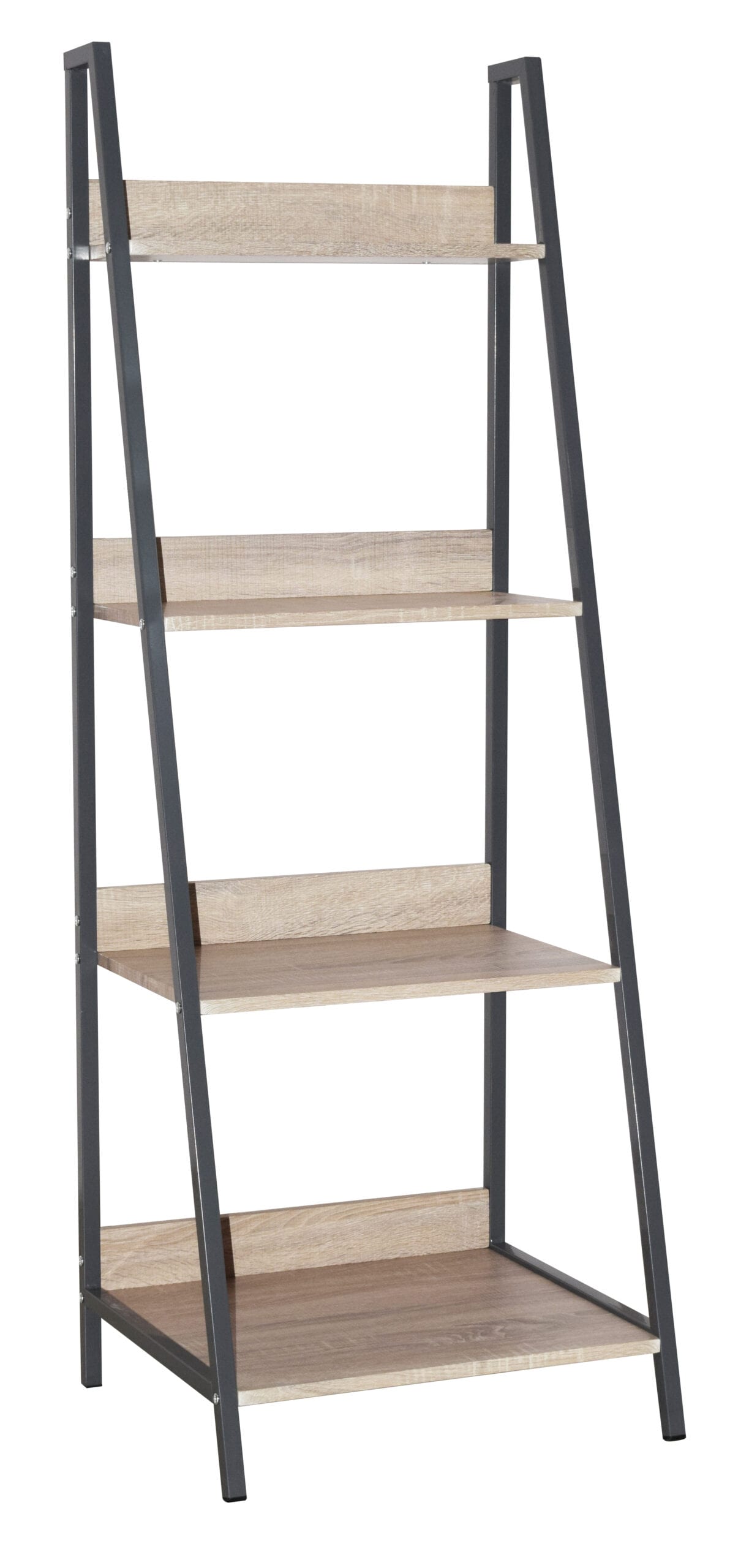 Lust Ladder Bookcase Unit Oak Effect Grey Metal Frames