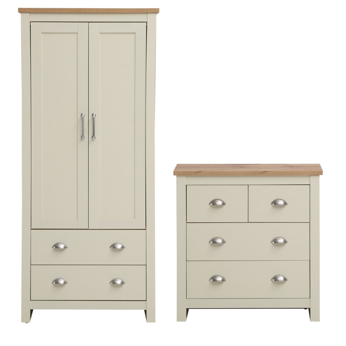 Cisnon Cream 2 Piece Set (2 Door Wardrobe