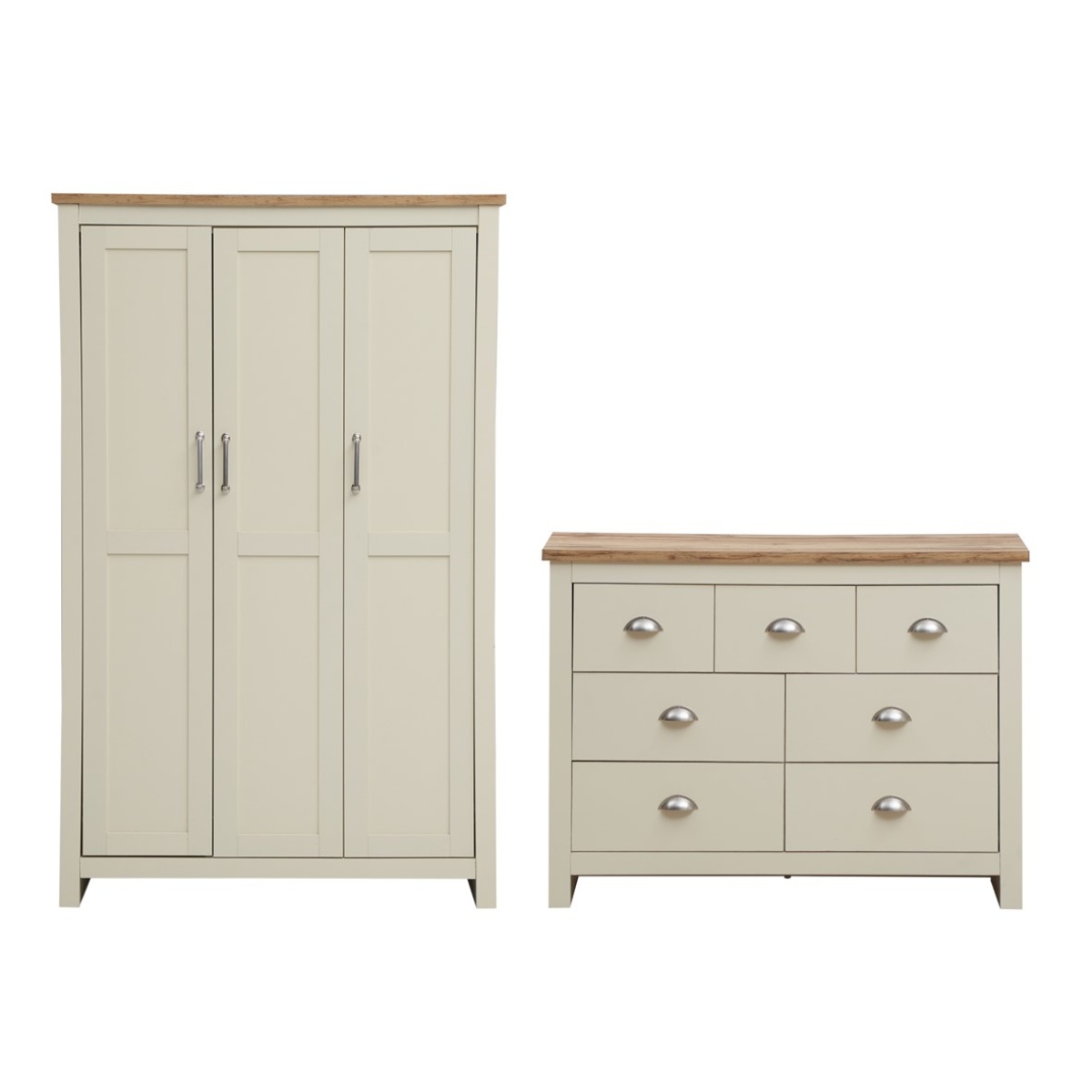 Cisnon Cream 2 Piece Set (3 Door Wardrobe