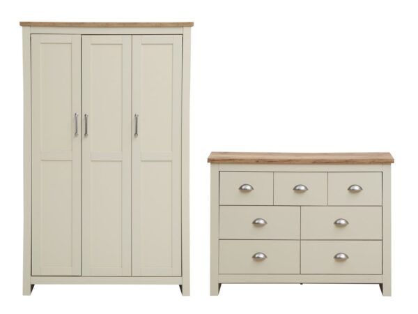 Cisnon Cream 2 Piece Set (3 Door Wardrobe