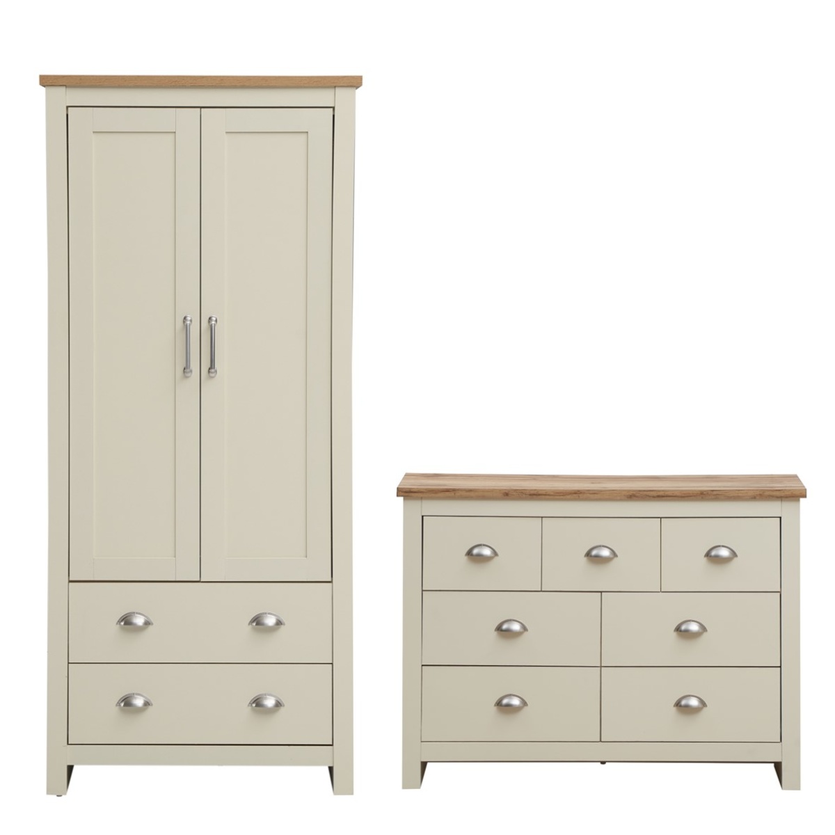 Cisnon Cream 2 Piece Set (2 Door Wardrobe