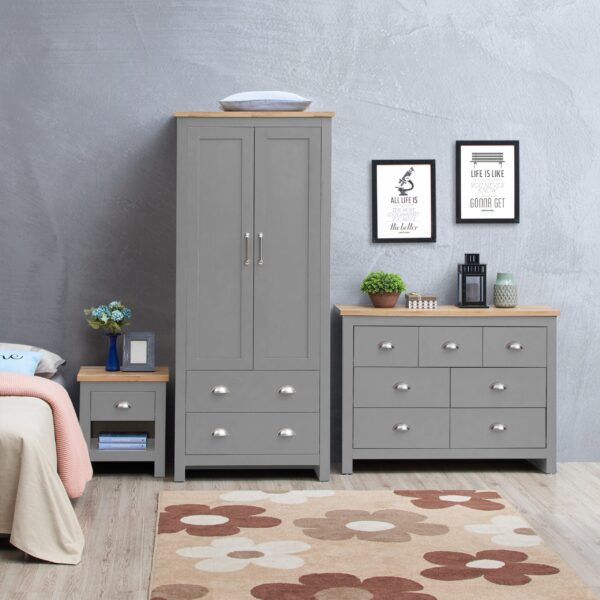 Cisnon Light Grey 3 Piece Set (2 Door Wardrobe