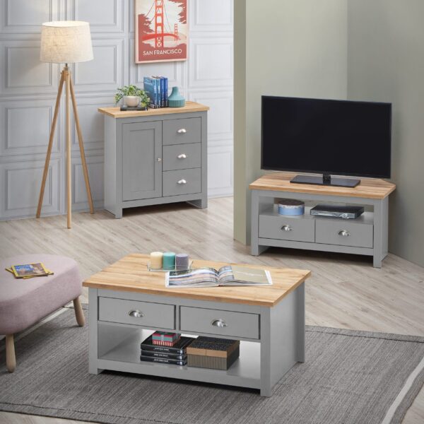 Cisnon Light Grey 3 Piece Set (Corner Tv Unit 2 Drawers