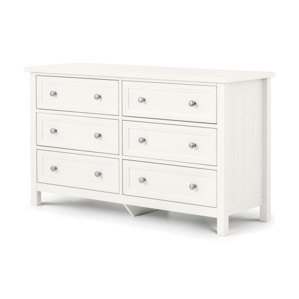 Marine 6 Drawer Wide Chest - Surf White