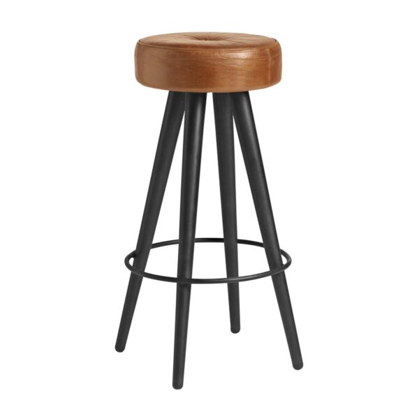 Tanu Stool - Black Metal Frame - Bruciato Tan Leather.