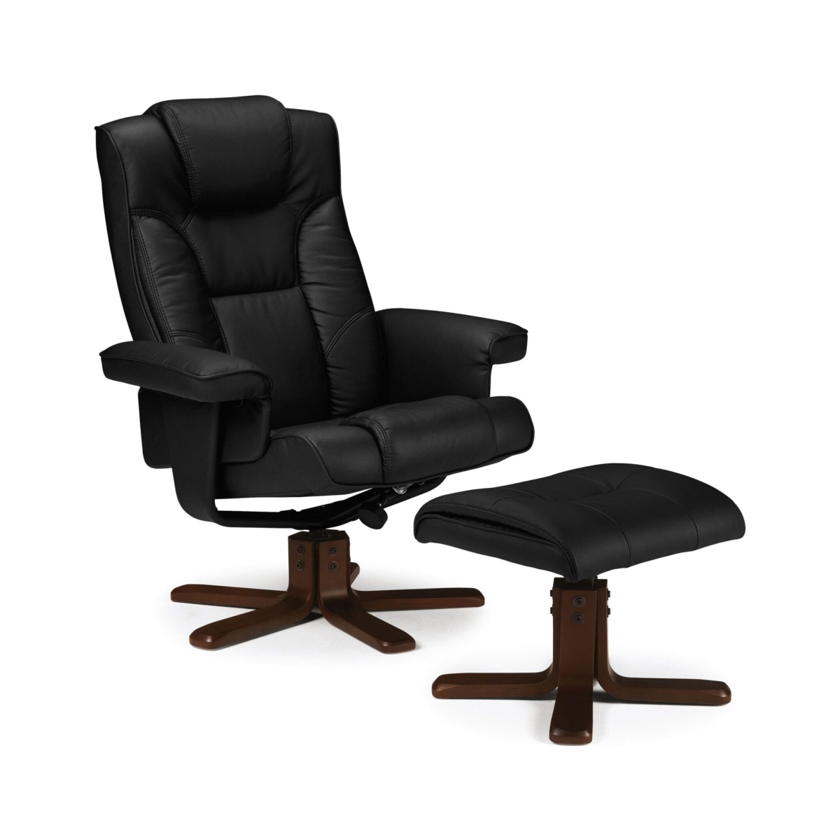 Camy Recliner & Stool Black