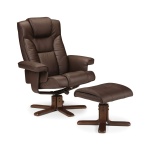Camy Massage Recliner & Stool Brown