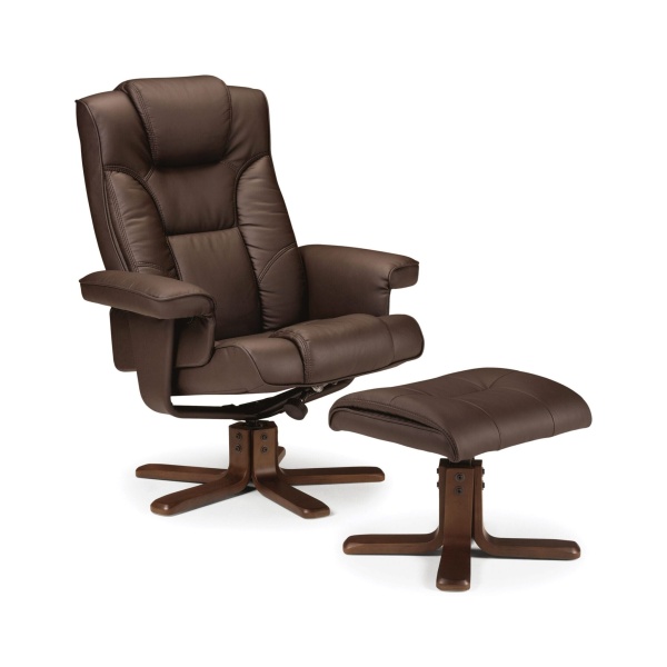 Camy Massage Recliner & Stool Brown