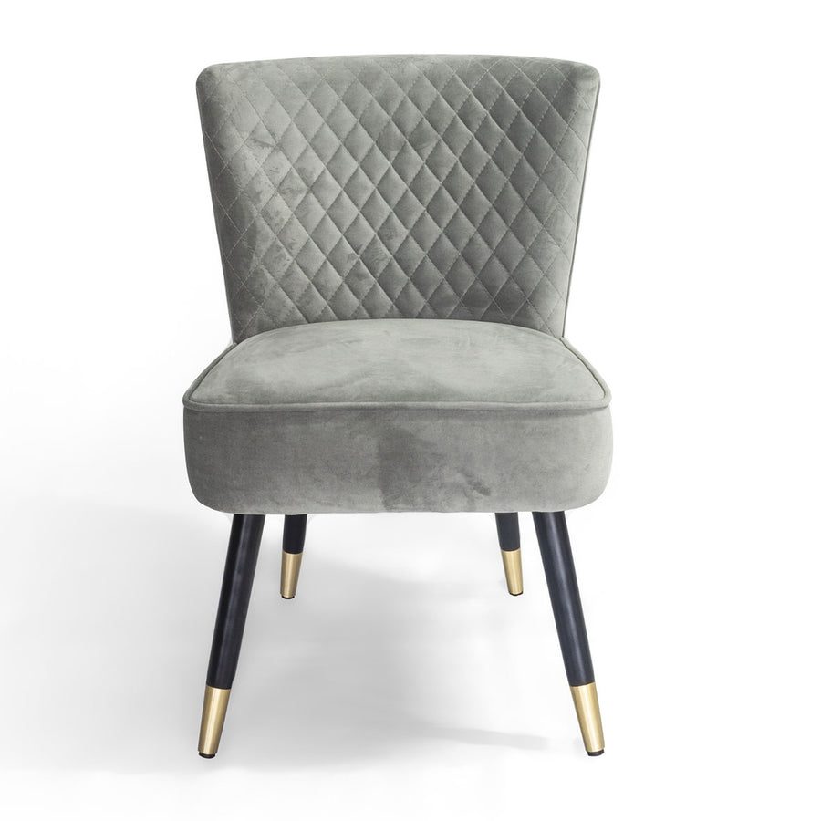 Sot  Velvet Occasional Chair With Wenge And Brass Plated Legs - Soft Grey