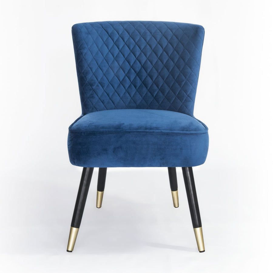 Soft Velvet Occasional Chair With Wenge And Brass Plated Legs - Navy Blue