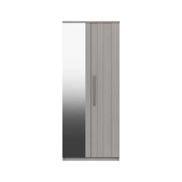 Midas Two Door Mirror Wardrobe - Light Grey Woodgrain