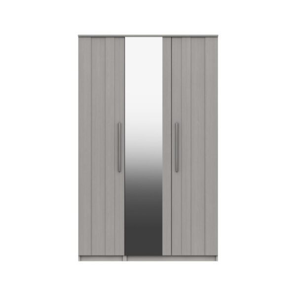 Midas Three Door Mirror Wardrobe - Light Grey Woodgrain