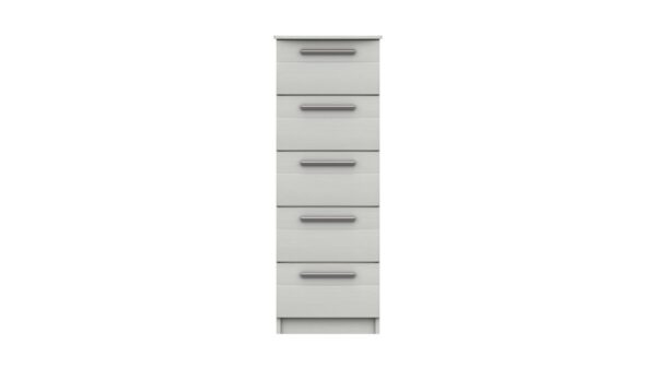 Midas Five Drawer Narrow Chest - White Woodgrain