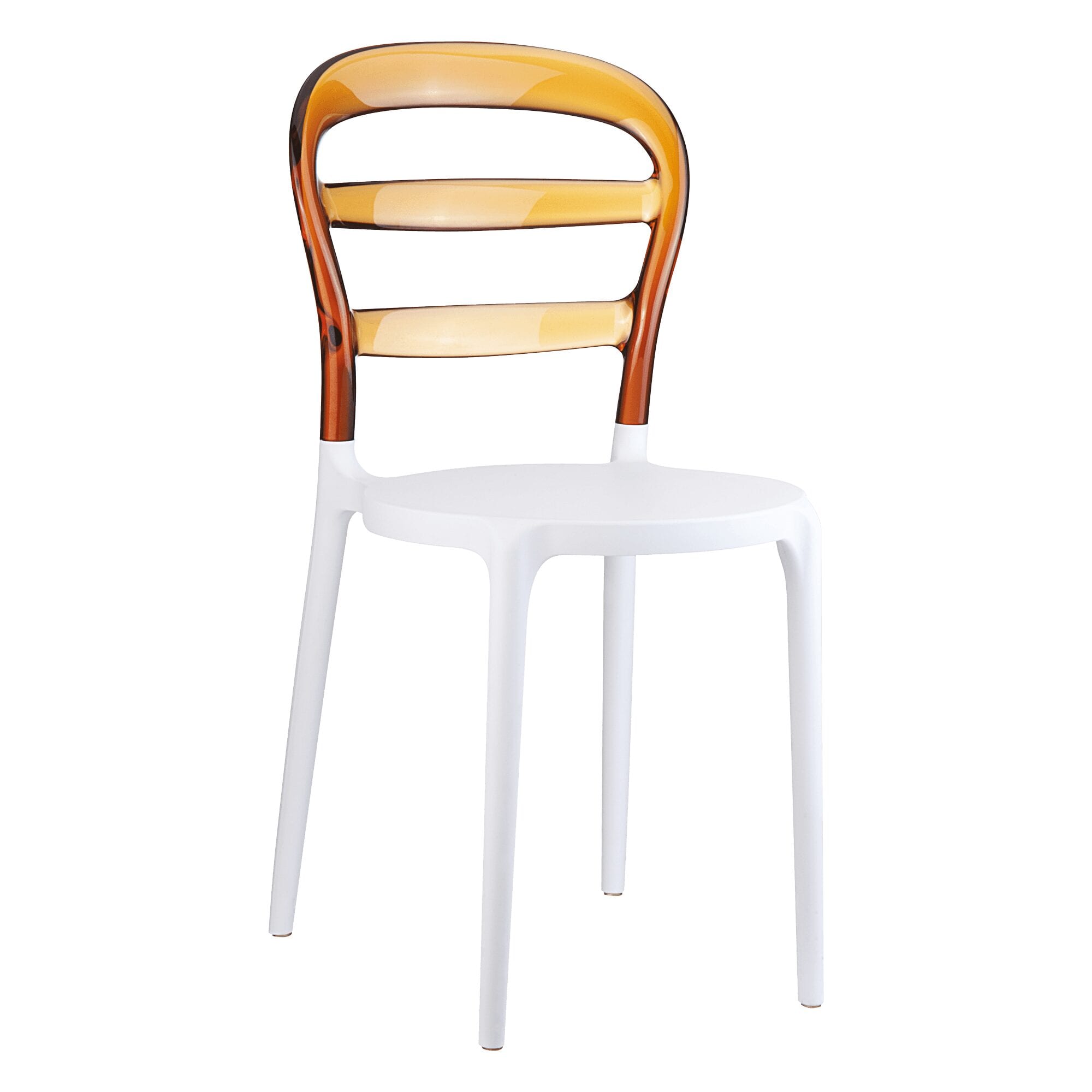 Tribi Stacking Side Chair - White/Amber Transparent