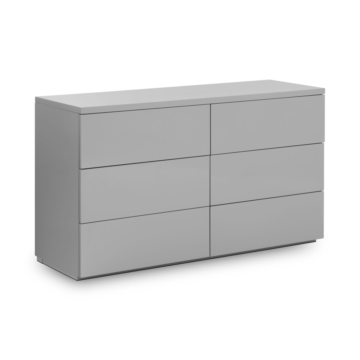 Quebec 6 Drawer Wide Chest - Grey Gloss