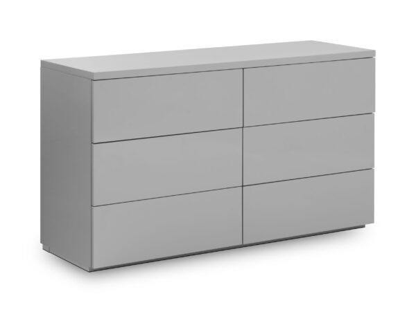 Quebec 6 Drawer Wide Chest - Grey Gloss