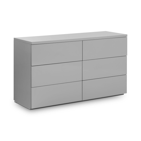 Quebec 6 Drawer Wide Chest - Grey Gloss