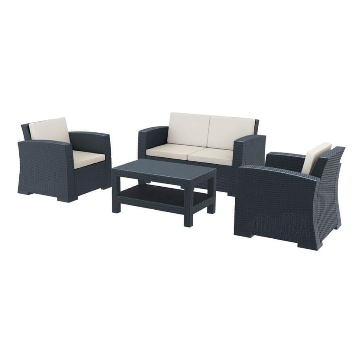 Monica Rattan Lounge Set - Dark Grey