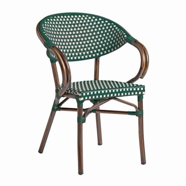 Parlance Stacking Arm Chair - White & Green Weave