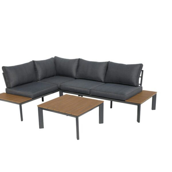 Yelop Modern Corner Set With Reclining Back. In Aluminium Frame And Polywood Finish