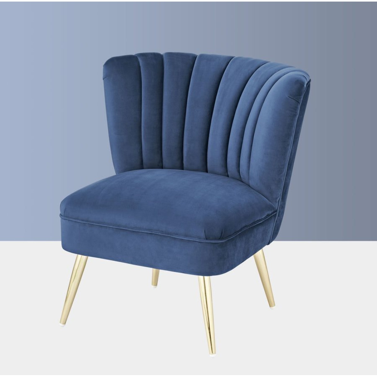 Point Velvet Occasional Chair With Gold Plated Legs - Midnight Blue