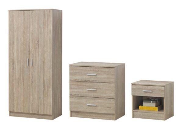 Riosta 3 Piece Bedroom Set 3 Drawer Sonoma Oak