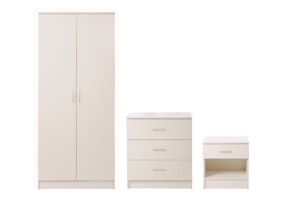 Riosta 3 Piece Bedroom Set 3 Drawer White