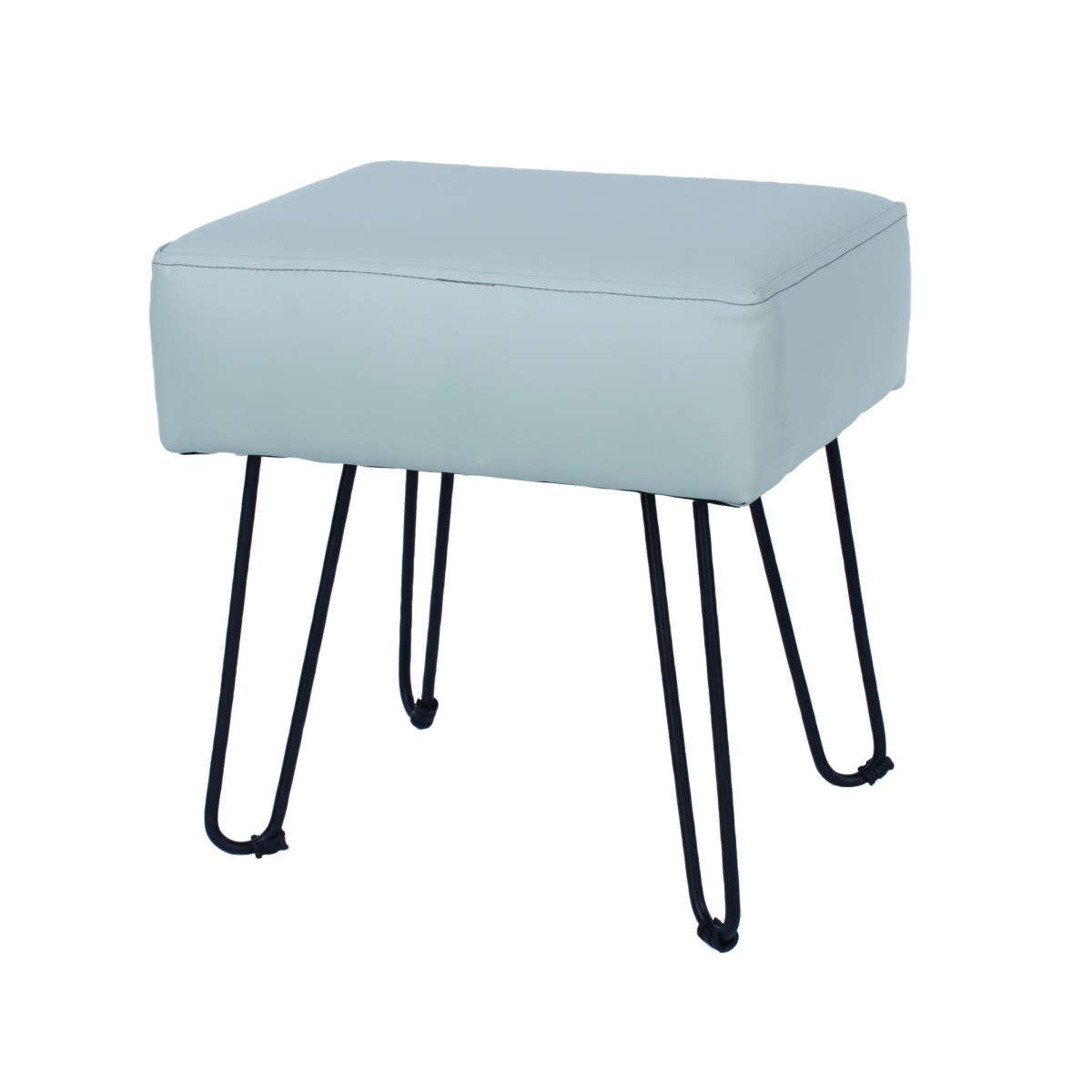 Furry Grey PU Rectangular Stool Black Metal Legs