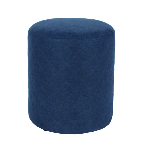 Furry Blue Fabric Round Tub Stool
