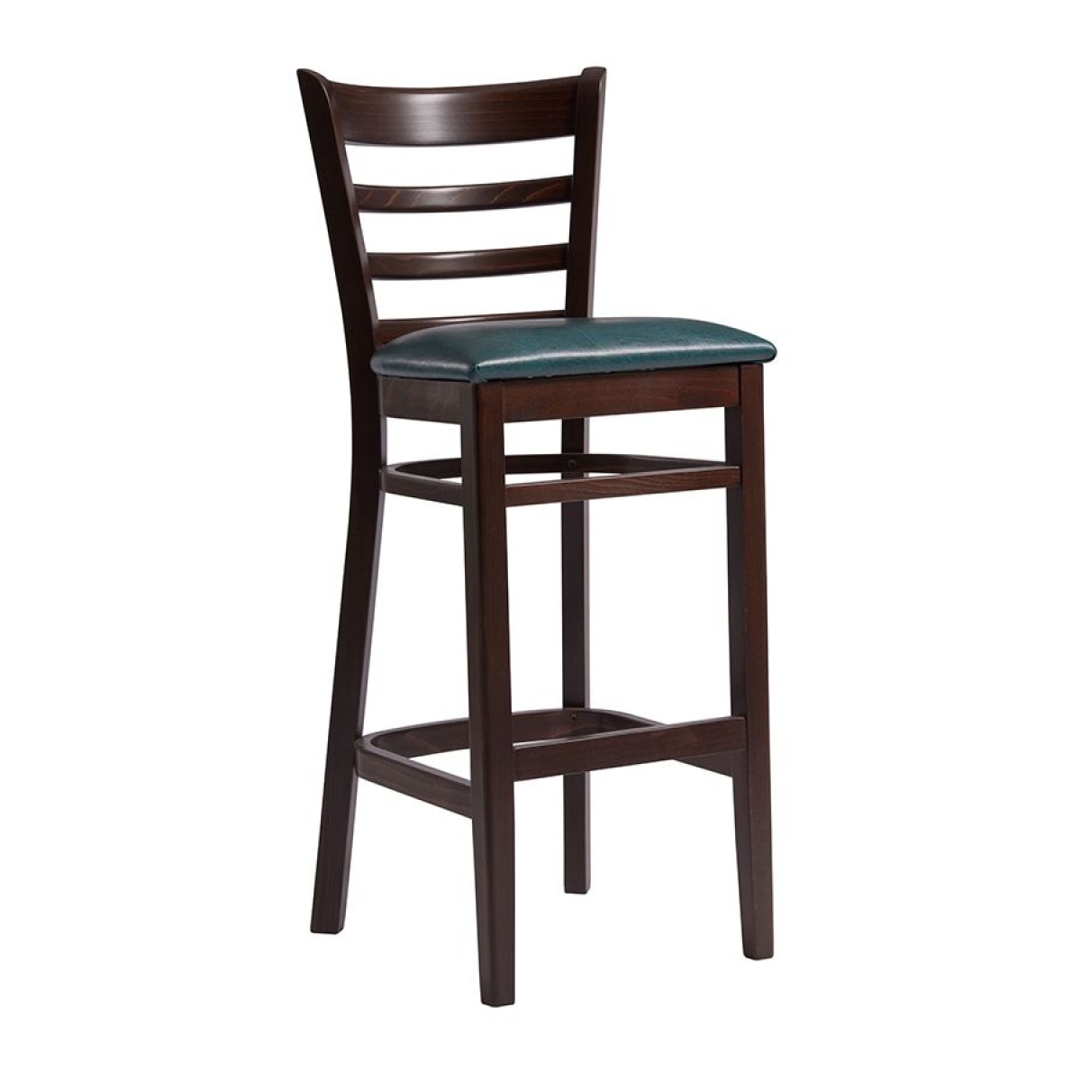 Teldon Barstool - Medium Brown - Upholstered in Vintage Teal.