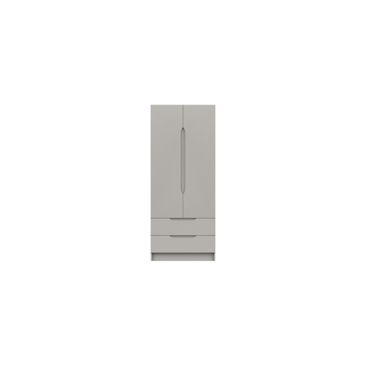 Sinata Two Door Two Drawer Gloss Wardrobe - Light Grey Gloss