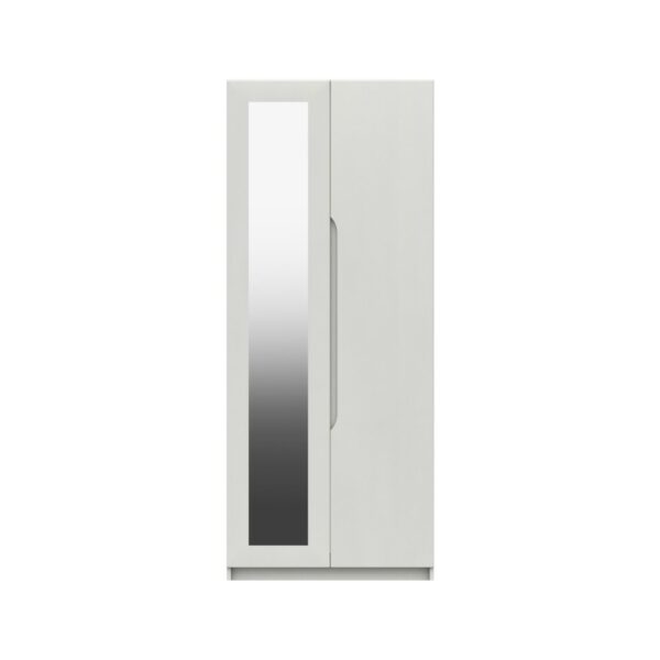 Sinata Two Door Gloss Mirror Wardrobe - White Gloss