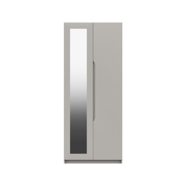 Sinata Two Door Gloss Mirror Wardrobe - Light Grey Gloss