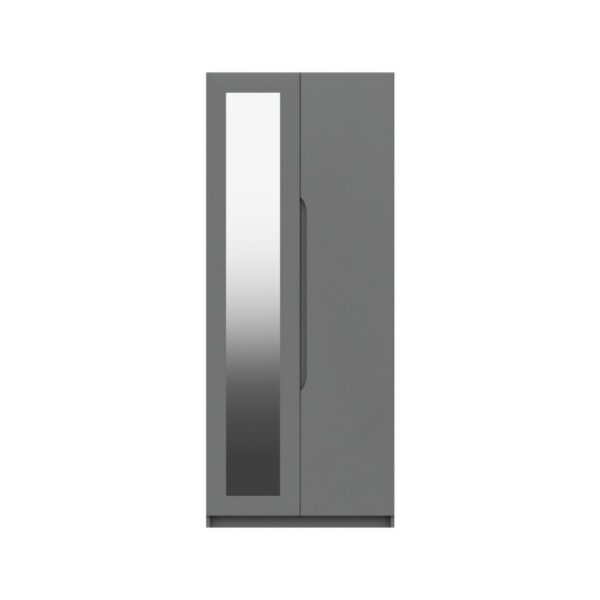 Sinata Two Door Gloss Mirror Wardrobe - Dust Grey Gloss