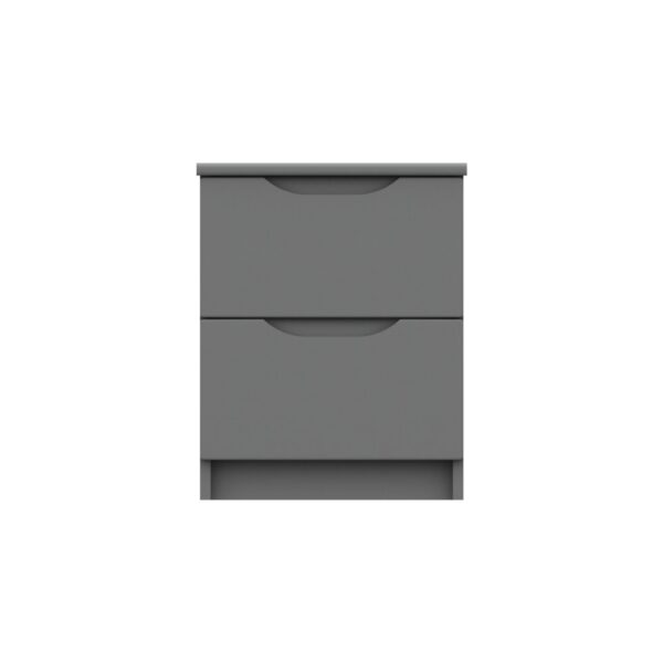 Sinata Gloss Two Drawer Bedside Table - Dust Grey Gloss