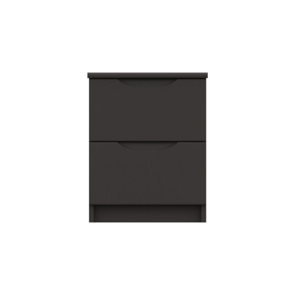Sinata Gloss Two Drawer Bedside Table - Graphite Gloss