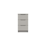 Sinata Gloss Three Drawer Bedside Table - Light Grey Gloss