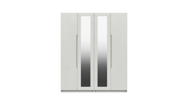 Sinata Four Door Gloss Mirror Wardrobe - White Gloss