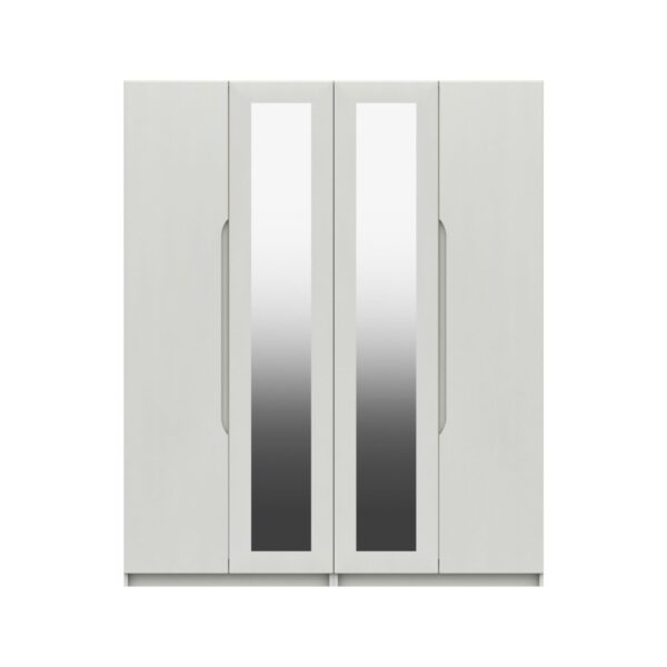 Sinata Four Door Gloss Mirror Wardrobe - White Gloss