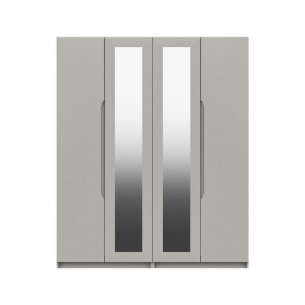 Sinata Four Door Gloss Mirror Wardrobe - Light Grey Gloss