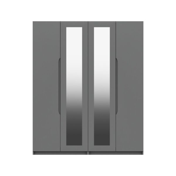 Sinata Four Door Gloss Mirror Wardrobe - Dust Grey Gloss