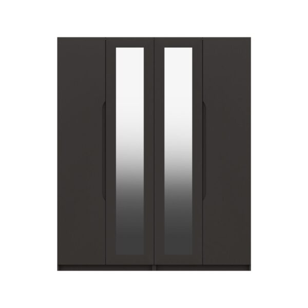 Sinata Four Door Gloss Mirror Wardrobe - Graphite Gloss