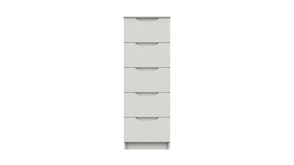 Sinata Gloss 5 Drawer Narrow Chest - White Gloss