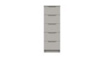 Sinata Gloss 5 Drawer Narrow Chest - Light Grey Gloss