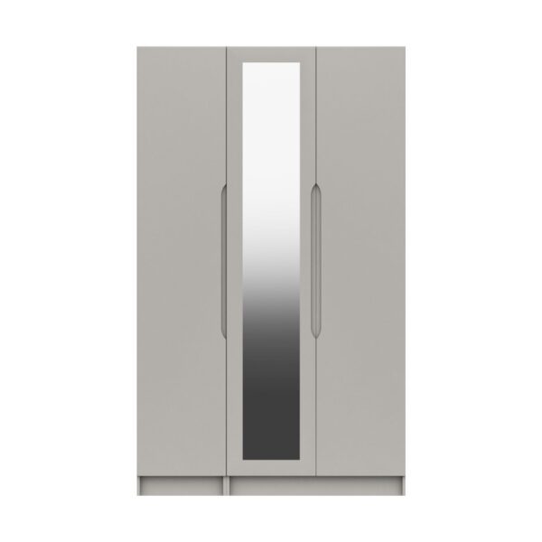 Sinata Tall Three Door Gloss Mirror Wardrobe - Light Grey Gloss