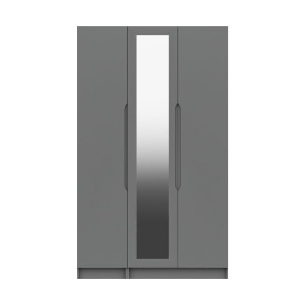 Sinata Tall Three Door Gloss Mirror Wardrobe - Dust Grey Gloss