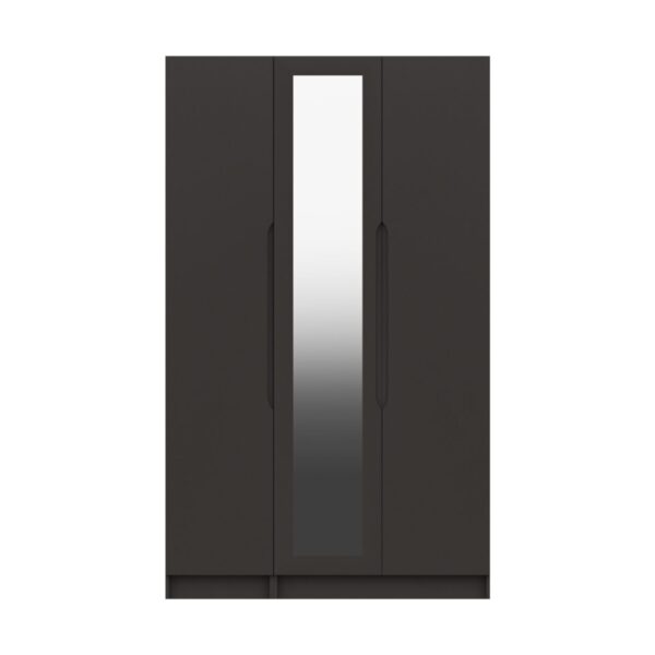 Sinata Tall Three Door Gloss Mirror Wardrobe - Graphite Gloss
